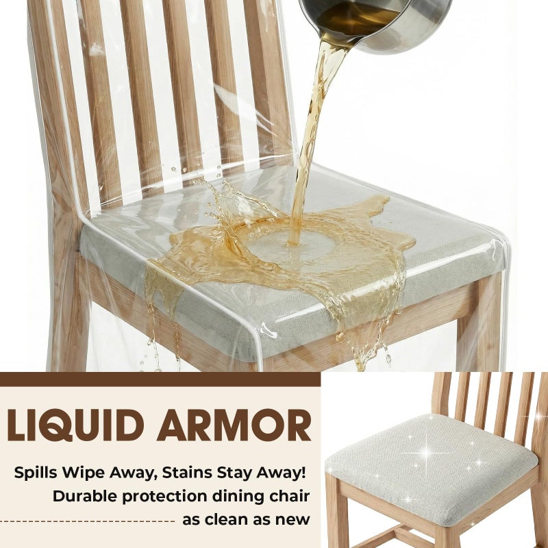 Zipcase 4 Packs Clear All Cover in Plastic Dinning Chair Covers - Heavy-Duty PVC Chair Protectors, 22" D x 19" W x 19.5" H x 40" H, Keep Your Dinning Chair Away from Water Dust Paws and Claws - Image 2